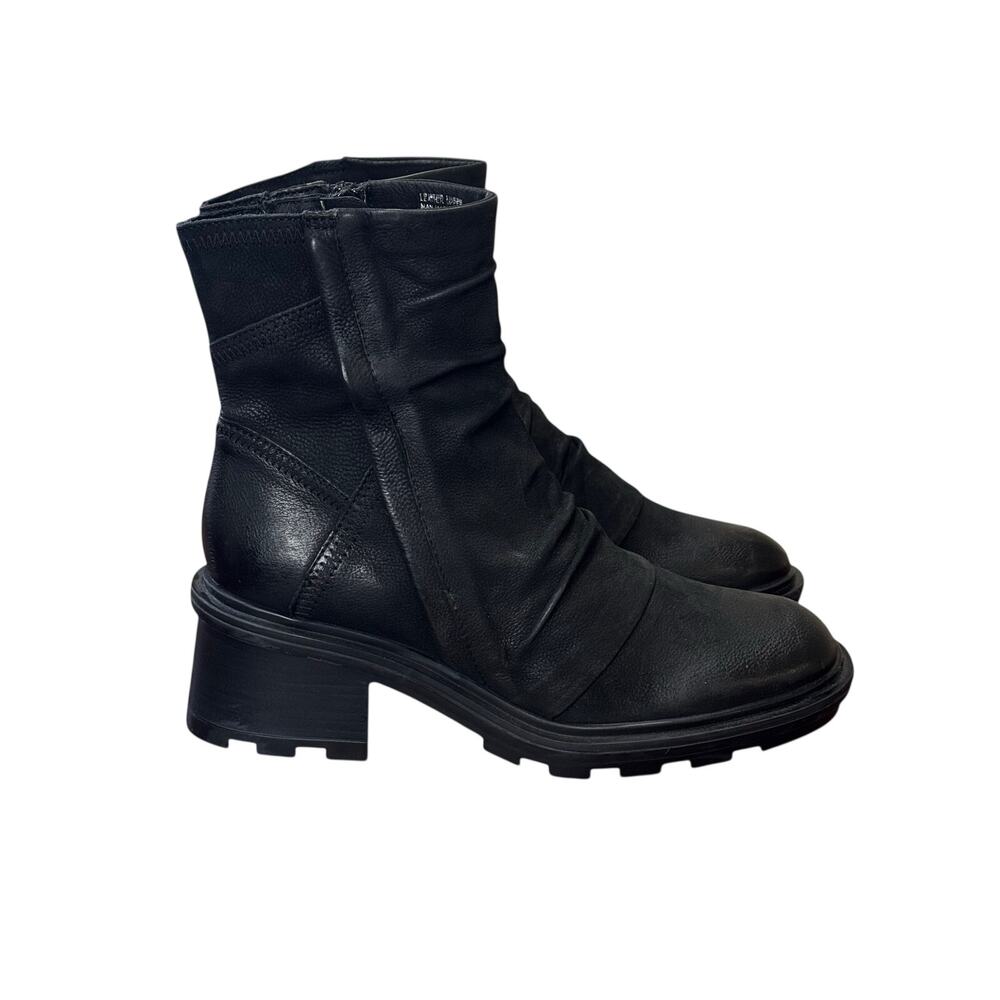 Miz Mooz Leather Chelsea Boots Zip Up with Ruching Size 40 EU